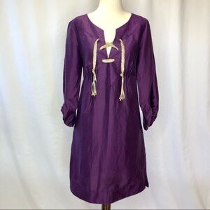 Diane von Furstenberg Honey Pie purple linen blend tunic dress pockets size 0